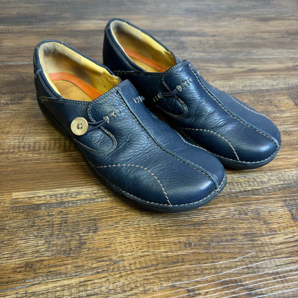 Clarks Unstructured Size 10 Un Loop Blue Leather … - image 1